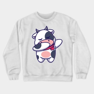 Cute baby cow dabbing cartoon Crewneck Sweatshirt